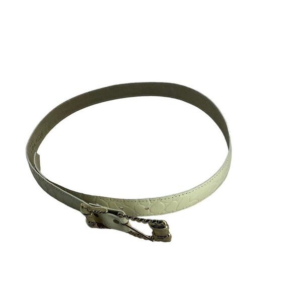 Vtg Michael Bernard Cream‎ Embossed Leather Belt Women USA Made Gold Tone main image 8